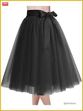 Plus Size A-Line Tutu Skirt with Ribbon Tie, 5 Layer Tulle, Wedding Prom Party